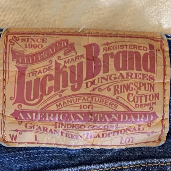 Lucky Brand Dungarees Gene Montesano Jeans Mens 38x33 Blue Denim Bootcut Cotton - Picture 6 of 8